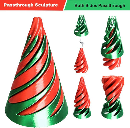 Spiral Cone Fidget Toy,Impossible Cone Pyramid Passthrough Sculpture Bulk Fidget Toys for 3D Printed,Anxiety Stress Relief Desk Deco Souvenir Mini Gift Toy for Home Office (#B-Laser Green Red)