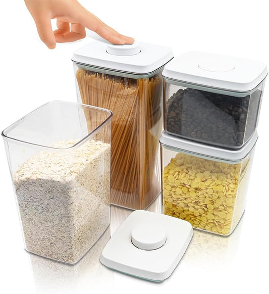 BopTop (4pc Set) Airtight Food Storage Container – Mechanical Silicone Seal Canister - BPA-Free