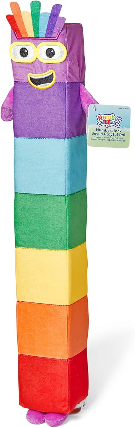 hand2mind Numberblock Seven Playful Pal, Plush Figure Toys, Numbers for Toddlers, Preschool Math Learning Toys, Stuffed Animal Plushies, Counting Blocks, Soft Stuffies, Kids Birthday Gifts