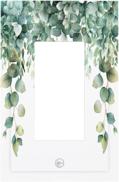 Decorative Outlet Covers Rustic Green Eucalyptus Leaves 1 Gang Single Decora GFCI Device Light Switch Covers Plate 1 Rocker Wall Plate Jumbo Faceplate for Country Bedroom Home Decor