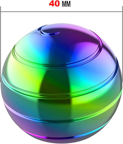Metal Kinetic Desk Toy, Optical Illusion Fidget Spinning Top Ball, Unique Executive Stress Relief Gift for Adults (Multicolored)