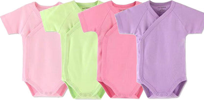 Baby Boys Girls Short Sleeves Kimono Clothes Cotton Baby Side-Snap Bodysuit Pack of Baby Layette Set