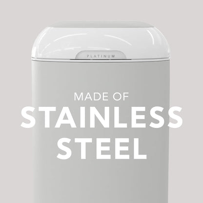 Diaper Genie Platinum Pail (Stone Grey) is Made in Durable Stainless Steel and Includes 1 Easy Roll Refill with 18 Bags That can Last up to 5 Months.