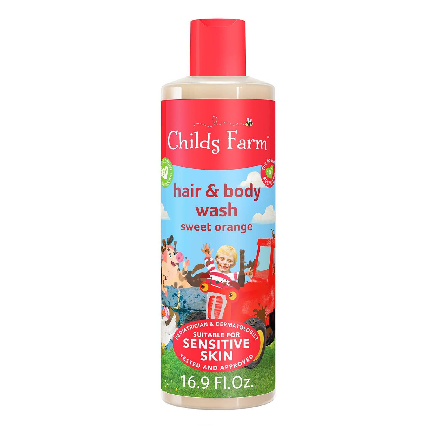 Childs Farm, Kids Hair & Body Wash for Dry, Sensitive Skin, Organic Sweet Orange, Gently Cleanses