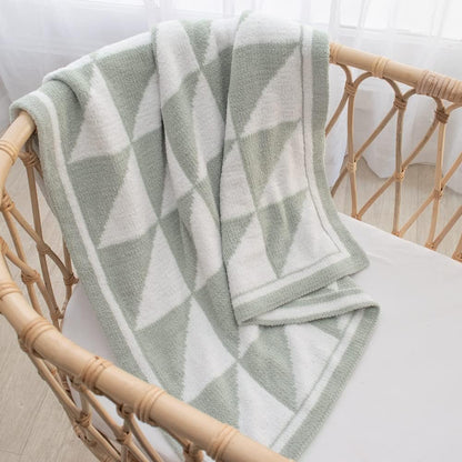 Living Textiles Chenille Baby Blanket - Sage Triangle Ultra Soft, Thick, and Versatile | Warm