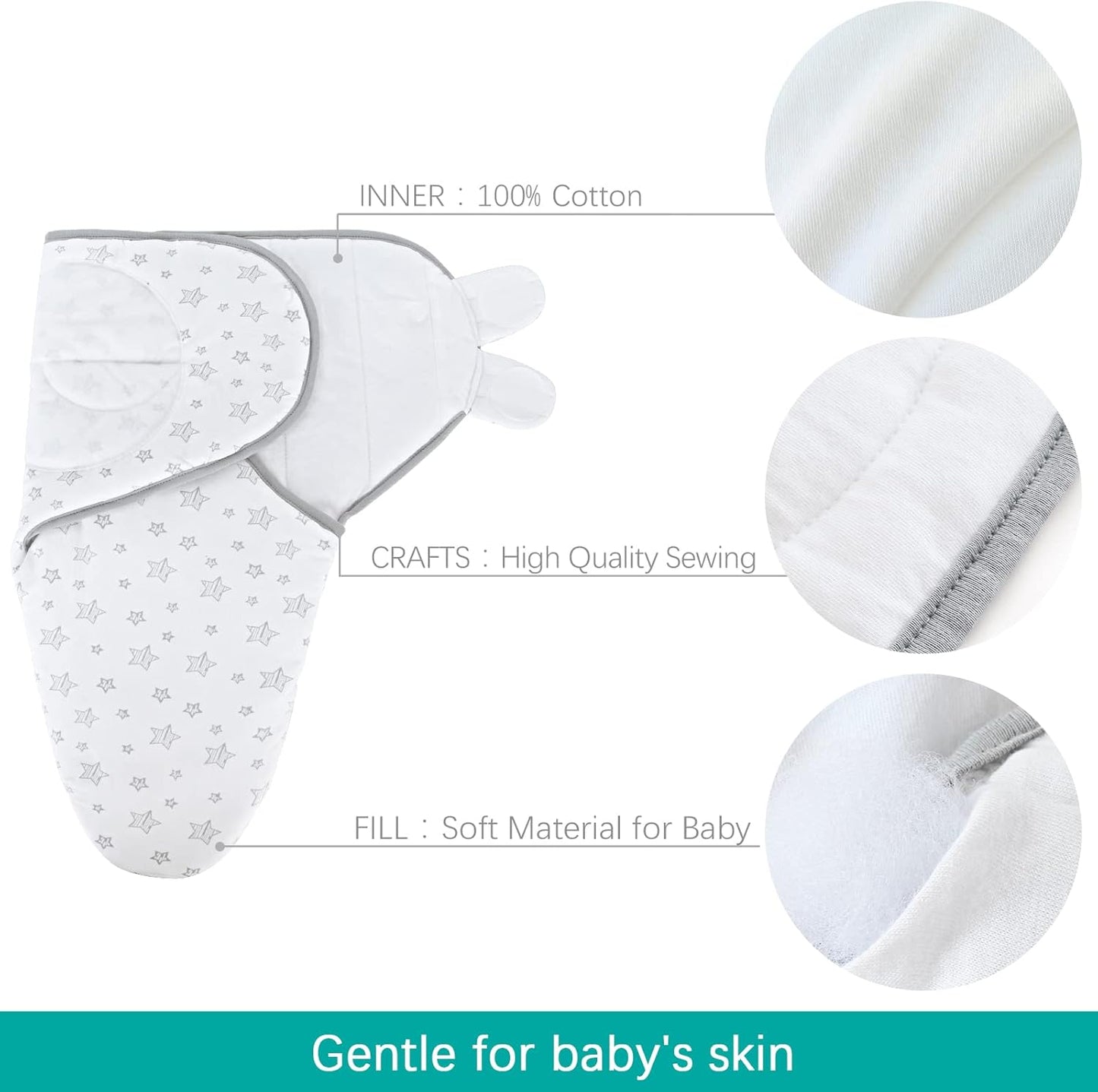 Biloban Baby Swaddles 0-3 Months for Boy Girls, Warm Quilted Baby Swaddle, Newborn Swaddle