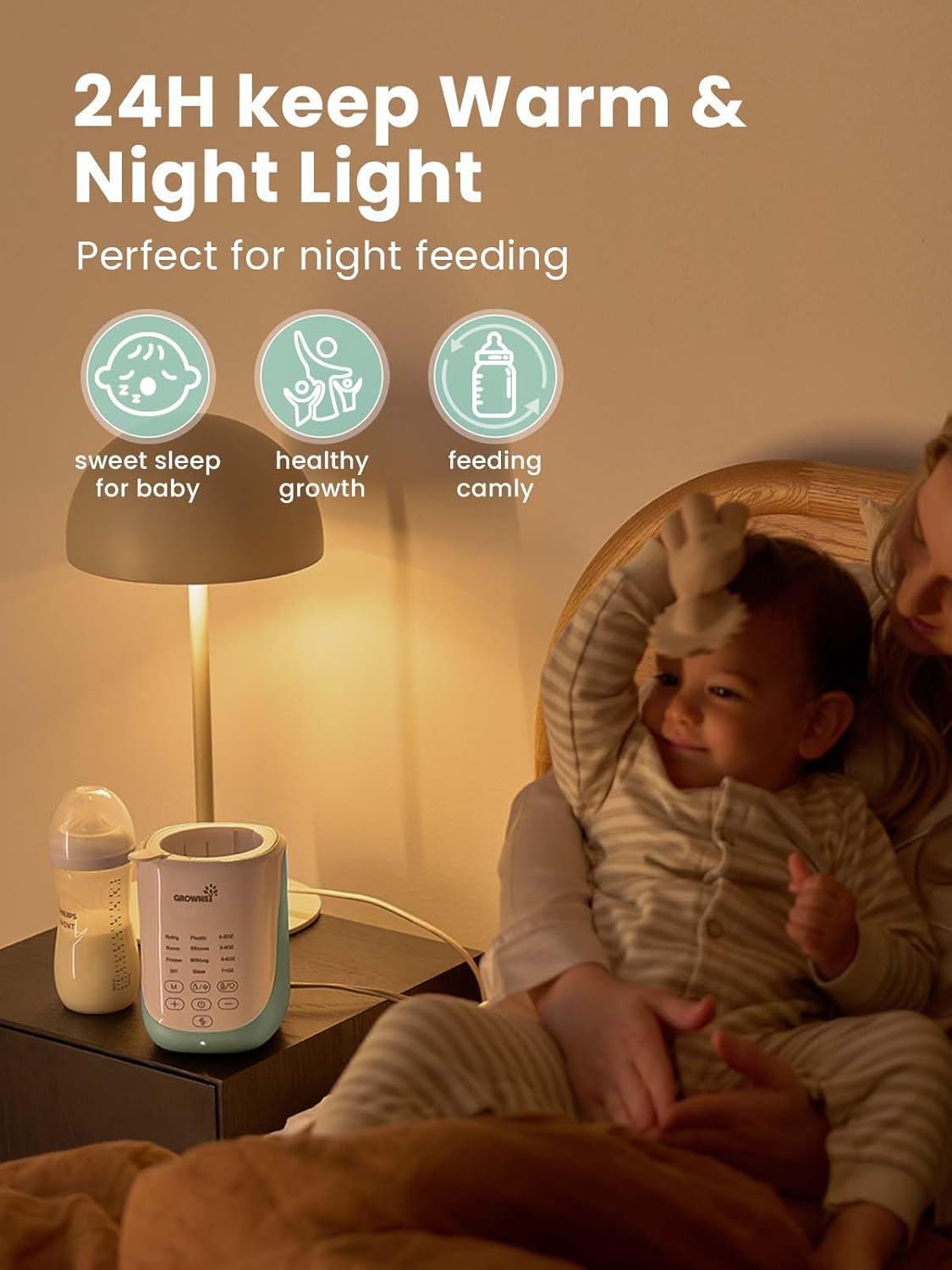 GROWNSY Nutri Bottle Warmer with Innovative Auto-Lift Feature, 10-in-1 Fast Baby Bottle Warmer with