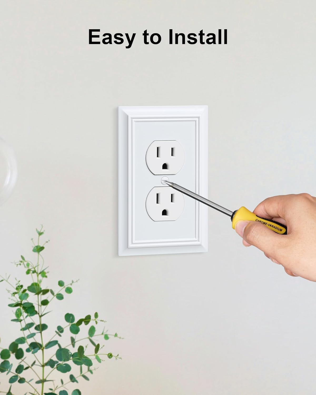 6-Pack Duplex Outlet Cover Plate, Decorative Pure White Switch Plates and Outlet Covers, Natural