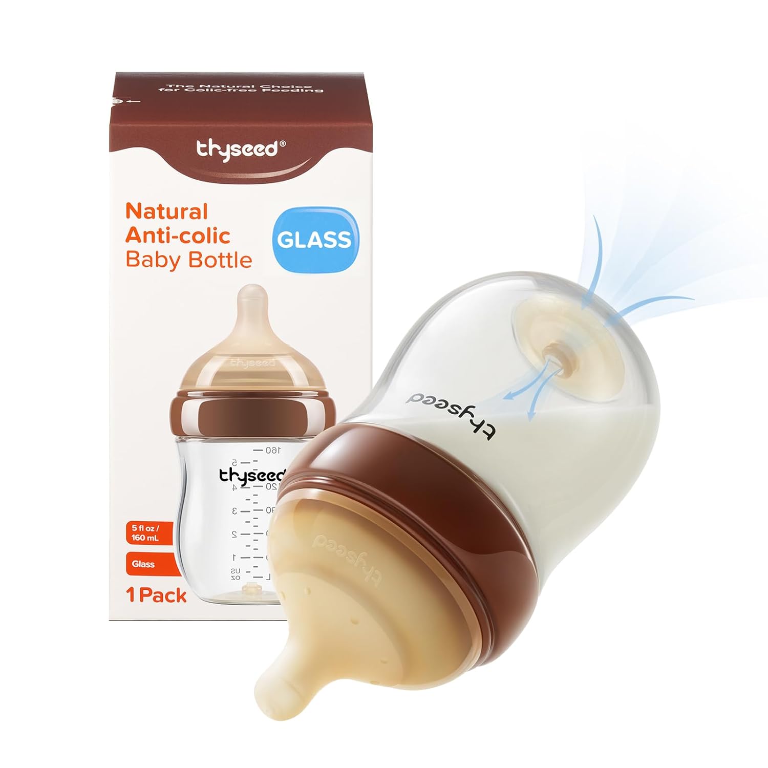 Glass Natural Anti-Colic Baby Bottles | Newborn Breast Like Nursing Bottle for Breastfed Babies