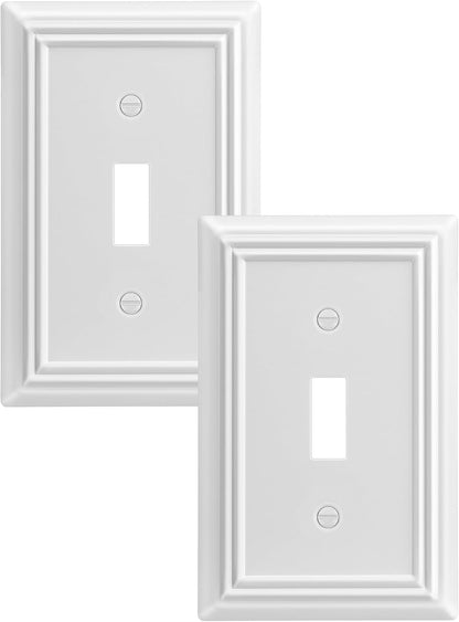 DEWENWILS Single Toggle Wall Plates, White Metal Light Switch Cover Plates, 4.92" x 3.14" Outlet Wall Plates, Switch Plate Covers for Home Decor, 2 Pack