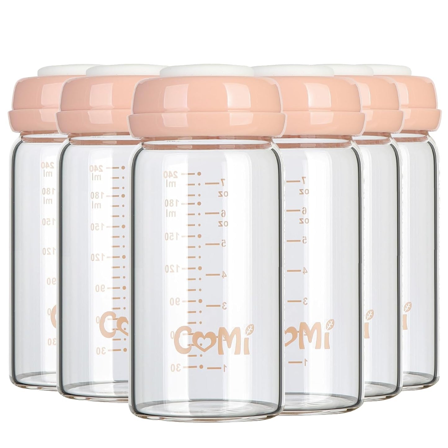 COMI Wide Neck Glass Breastmilk Collection n Storage Bottle, 8oz with Screw Ring Sealing Disk;