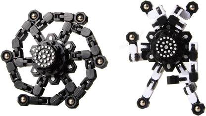Transformable Fidget Spinners for Kids and Adults Stress Relief Sensory Toys for Boys and Girls Fingertip Gyros for ADHD Autism for Kids (Fidget Toys 4pc- Black)