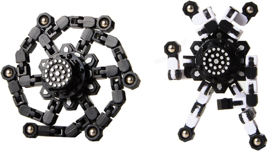 Transformable Fidget Spinners for Kids and Adults Stress Relief Sensory Toys for Boys and Girls Fingertip Gyros for ADHD Autism for Kids (Fidget Toys 4pc- Black)