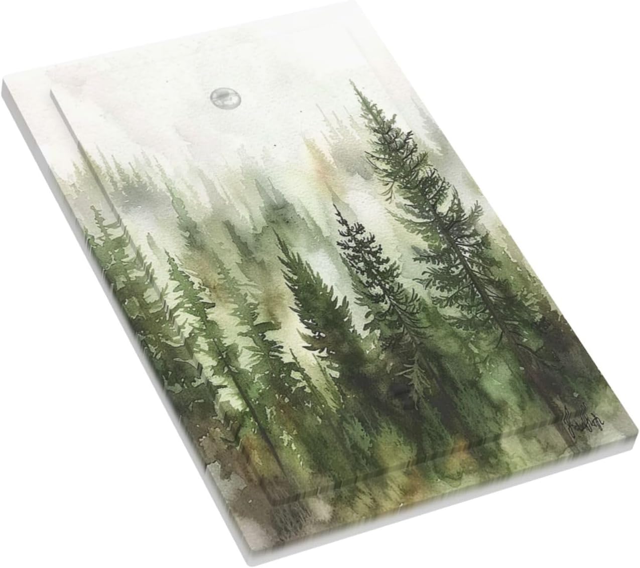 Light Switch Cover Plate Green Forest Watercolor Painting Foggy Pine 1 Gang No Device Blank Electrical Wall Plates Faceplate Decorative Switch Plate for Bedroom living Room Decor