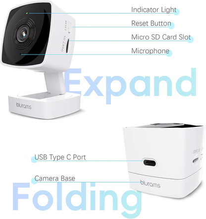 blurams Cameras for Home Security 5GHz, 2K Indoor Camera, Pet Camera with Phone App, AI Motion Detection, 2-Way Audio, Compatible with Alexa&Google Home, 4-Pack