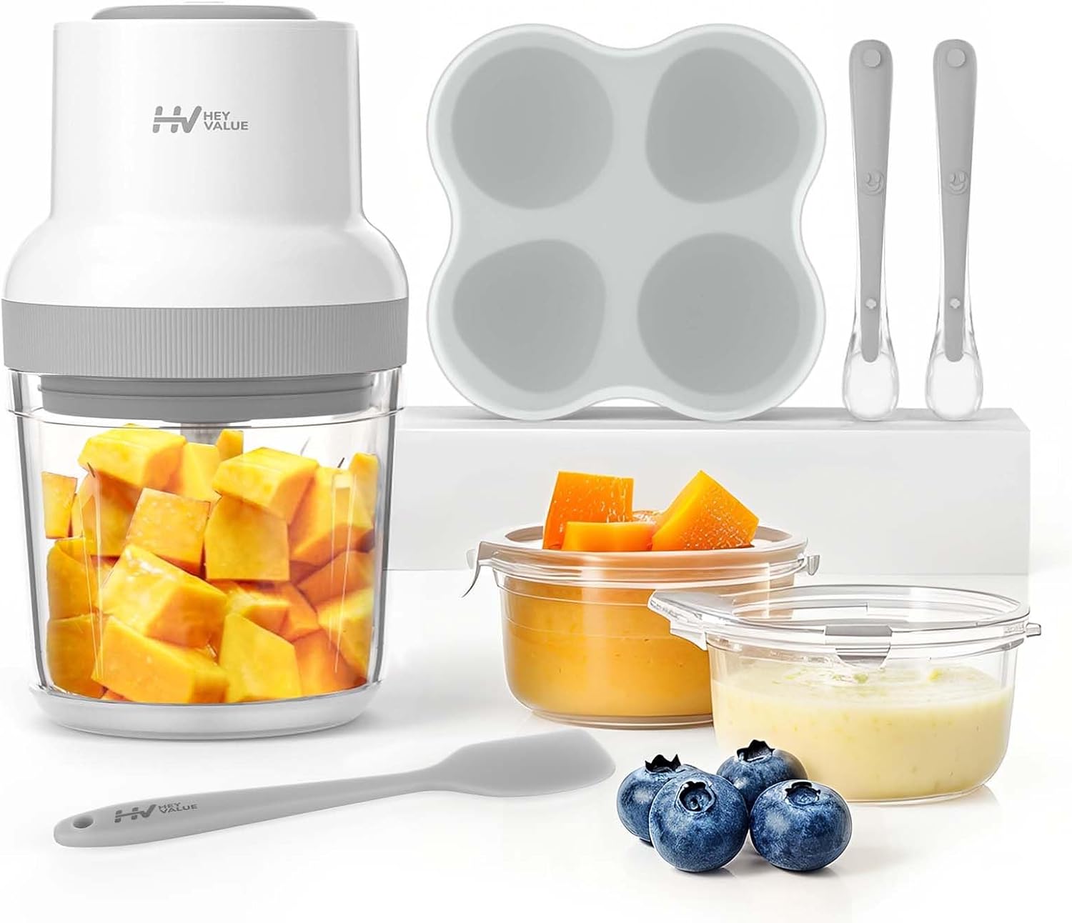 Baby Food Maker, HEYVALUE 13-in-1 Food Processor Set, Fruit, Vegatable, Meat, Baby Puree Blender