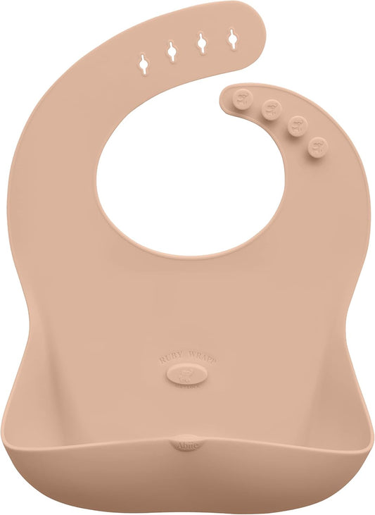 Abiie Ruby Wrapp Silicone Bibs for Babies with Front Pocket - Waterproof Bib - Stain Resistant