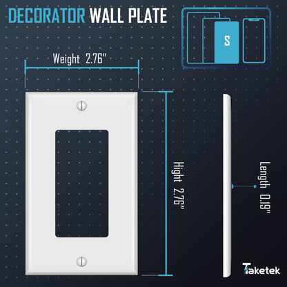 Decorator Wall Plates, Paddle Light Switch Covers, Wall Plates for Rocker Light Switches or Receptacle Outlets, Electrical Decora Faceplate Cover, Single Gang Wallplate, White, 10 Pack