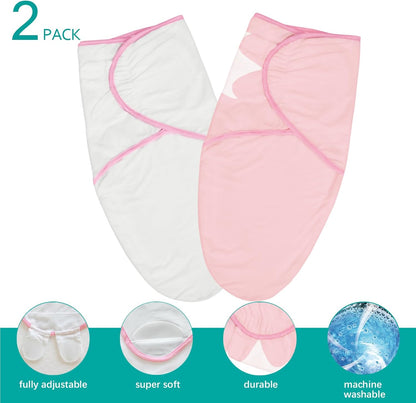 Biloban Baby Swaddles 0-3 Months for Girls, Cotton Swaddle Blanket, Newborn Essentials, Pink &