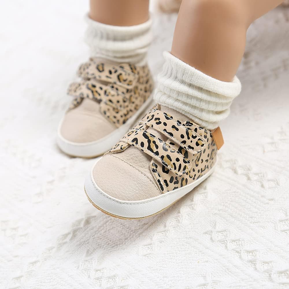 SOFMUO Baby Boys Girls High Top Ankle PU Leather Sneakers Soft Rubber Sole Infant Moccasins Newborn Oxford Loafers Anti-Slip Toddler Wedding Uniform Dress Shoes