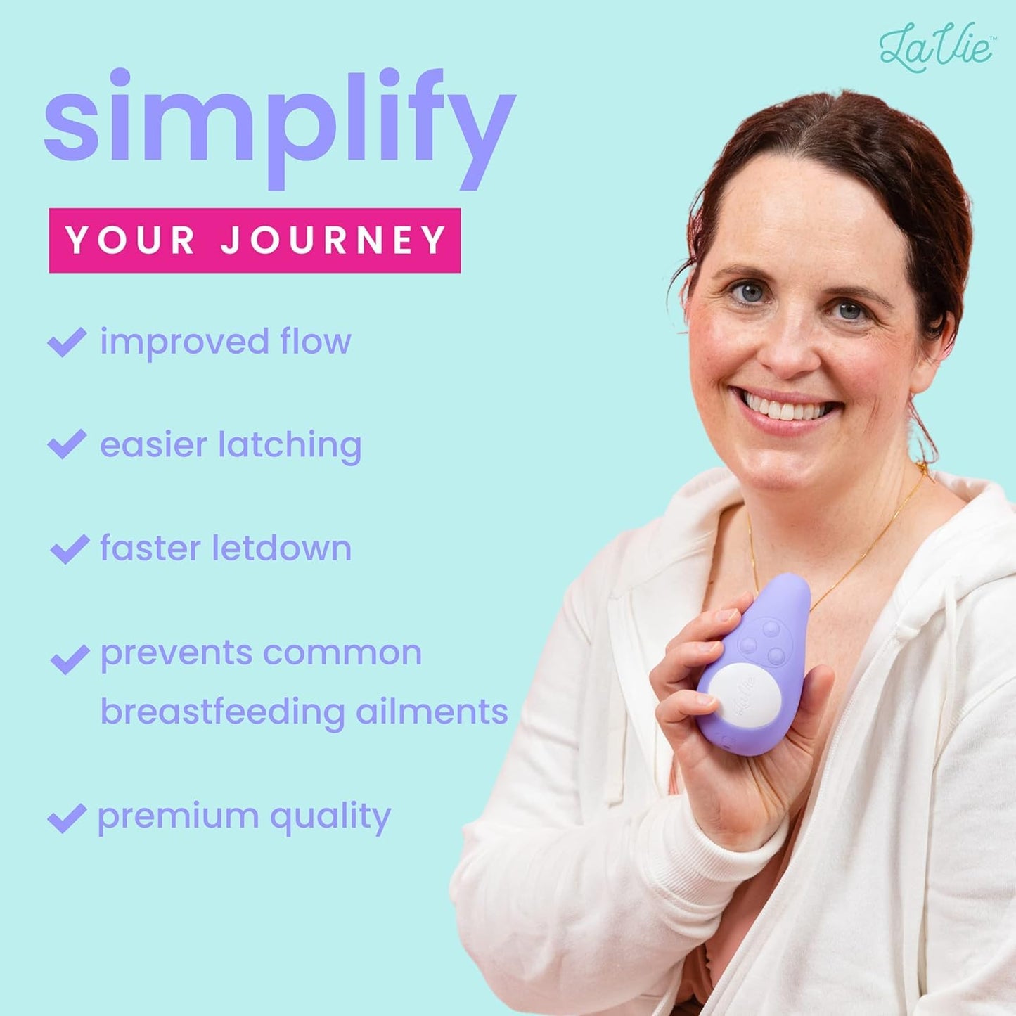 LaVie Warming Lactation Massager 3-in-1 Adjustable Heat + Vibration for Breastfeeding, Nursing