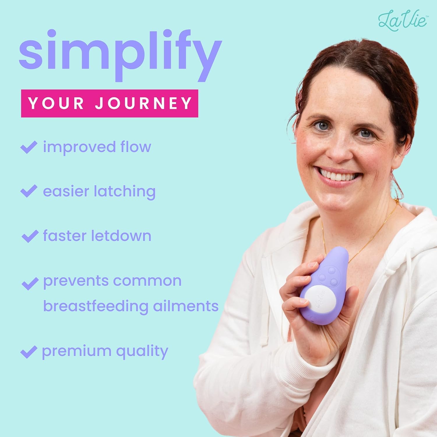 LaVie Warming Lactation Massager 3-in-1 Adjustable Heat + Vibration for Breastfeeding, Nursing