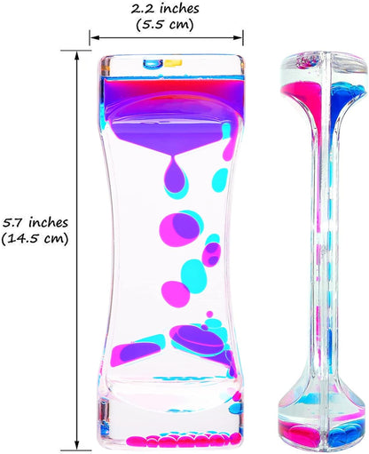 Liquid Motion Bubbler, 5 Pack Stress Management Sensory Toys, Relief Fidget Water Timers,Relaxing Liquid Bubbler,Office Home Colorful Hourglass Desk Decor,ADHD Anxiety Autism Activity