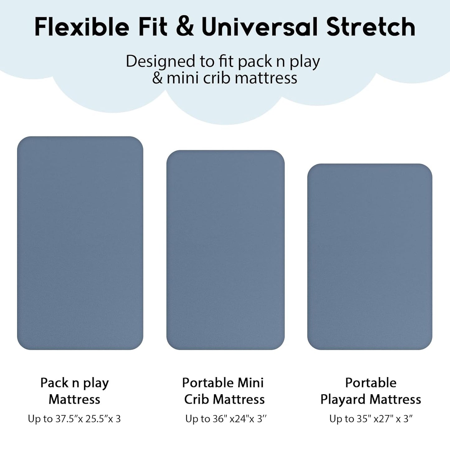 Yoofoss Pack and Play Sheets Fitted, Mini Crib Sheets 2-Pack for Pack N Play Mattress, Stretchy