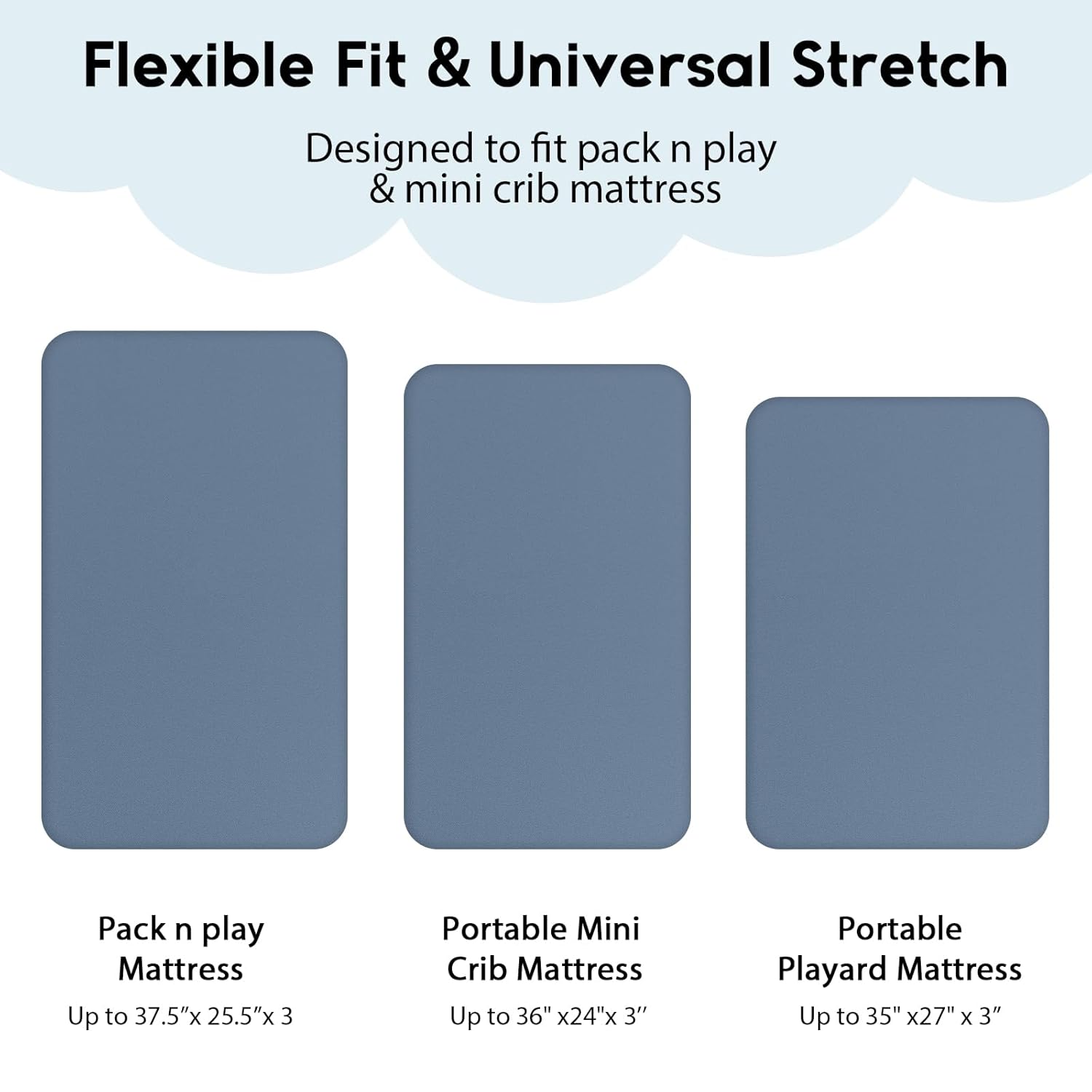 Yoofoss Pack and Play Sheets Fitted, Mini Crib Sheets 2-Pack for Pack N Play Mattress, Stretchy