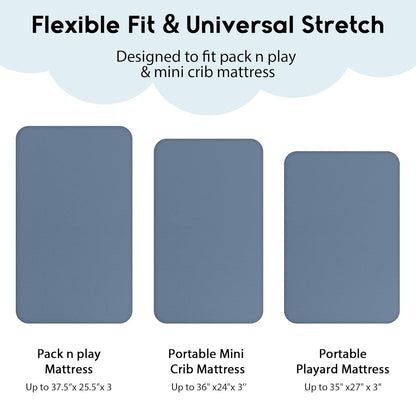 Yoofoss Pack and Play Sheets Fitted, Mini Crib Sheets 2-Pack for Pack N Play Mattress, Stretchy