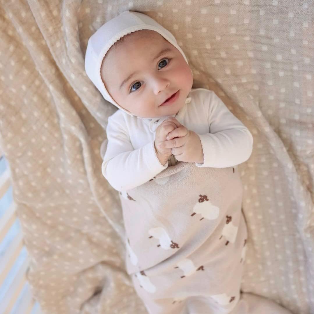 Luxury Knit Baby Receiving Blanket - 100% Cotton Soft Cozy Lightweight Receiving Swaddler Crib
