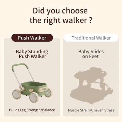 PULA Baby Push Walker with Wheels Toddler Wagon for First Learner Baby Toys 6-12 Months, 1 Year Old Birthday Gifts, Indoors and Outdoors (Black)
