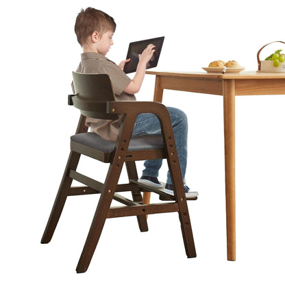Solid Wood high Chairs for Toddlers,High Chair Grows with Kid for Dining, Study Chair for Children