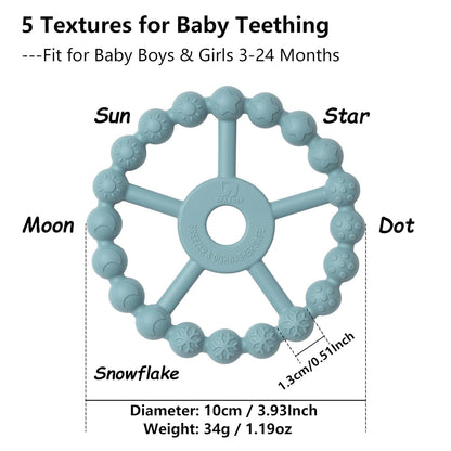 3 Pack Ring Teether Baby Infant Toys, Baby Essentials, Silicone Teething Ring Toys for Babies 0-6 Months, Seposeve Toddler Teethers 6-12 Months 12-24 Months, Infant Teething Relief, Green Blue White