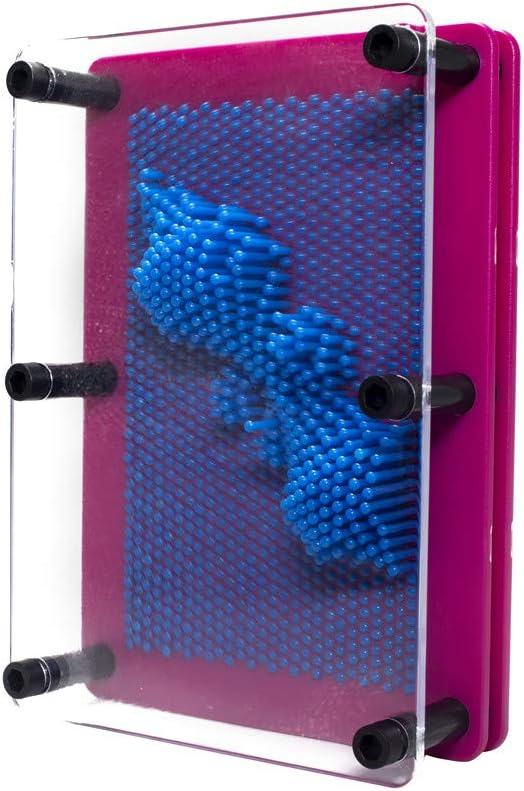 Plastic Pin Art Board Game 3D Large Size Sculpture for Children Adults 5 x 7 inches, Colorful Desk Toy Gift (Blue pin)