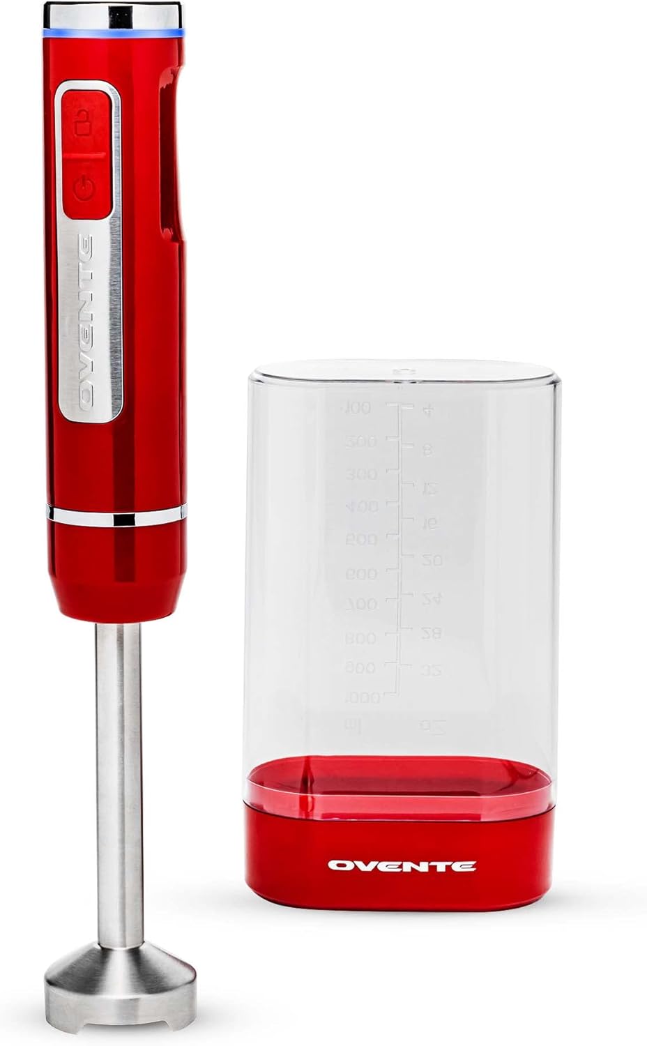OVENTE Cordless Immersion Hand Blender, Rechargeable Handheld Portable Stick Mixer with 8 Mixing