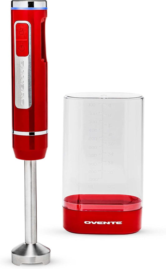 OVENTE Cordless Immersion Hand Blender, Rechargeable Handheld Portable Stick Mixer with 8 Mixing