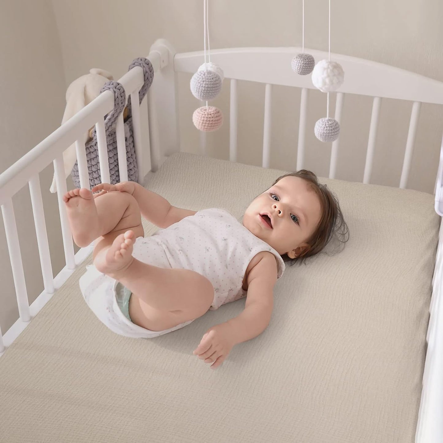 lulumoon Baby Muslin Crib Sheets - Toddler Cotton Fitted Crib Sheets Neutral for Boys and Girls