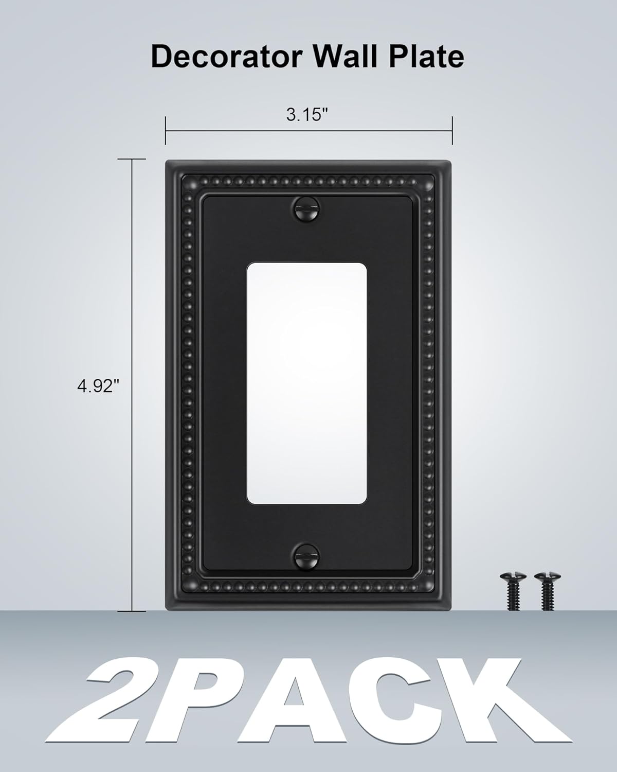 2-Pack Decorator Outlet Cover Plate, Pearls Decorative Switch Plates and Outlet Covers, Black Metal Wall Plates for Electrical Outlets, Receptacle, GFCI Outlet, Dimmer Switch