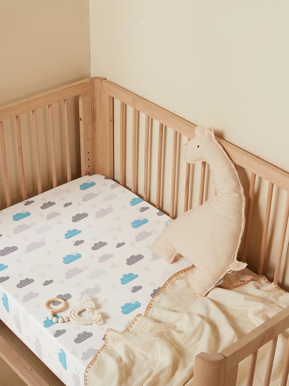 TILLYOU Baby Crib Sheets for Boys Girls, Super Soft Toddler Bed Sheets, 2 Pack Sheets for Standard