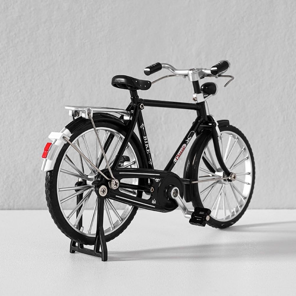 Miniature Alloy Bicycle Collections Bookshelf Decor, Metal Art Home Accessories, Desk Accessories Toy Finger Bike for Collections Home Living Room Bar Coffee Ornaments (Black)