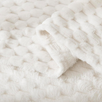 HOMRITAR Flannel Fleece Fluffy Fuzzy Blanket for Baby 3D Jacquard Soft Warm Plush Bed Blankets for