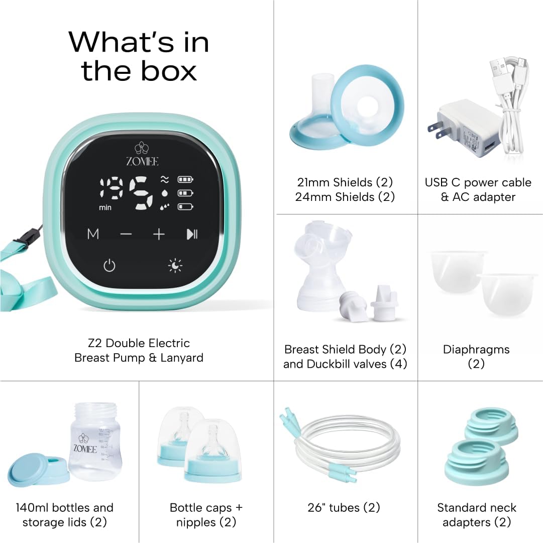 Zomee Z2 Double Electric Breast Pump – with Expression, Massage, and 2-Phase Modes - Hospital Grade