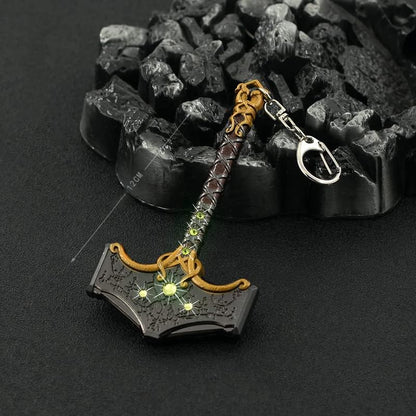 God of War Ragnarök Kratos Action Figures Game Toys Collection Keychain Desk Decoration Backpack Pendant Gift (Mjölnir the hammer of Thor)