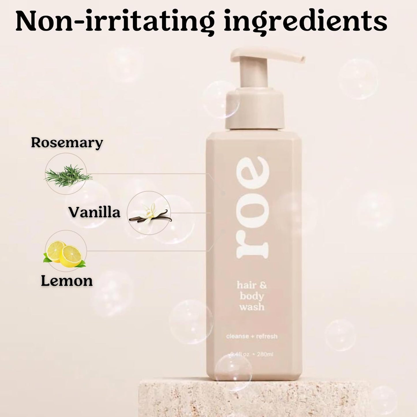 Roe Wellness- Toddler & Baby Body Wash & Shampoo Moisturizing Clean Ingredients | Suitable for