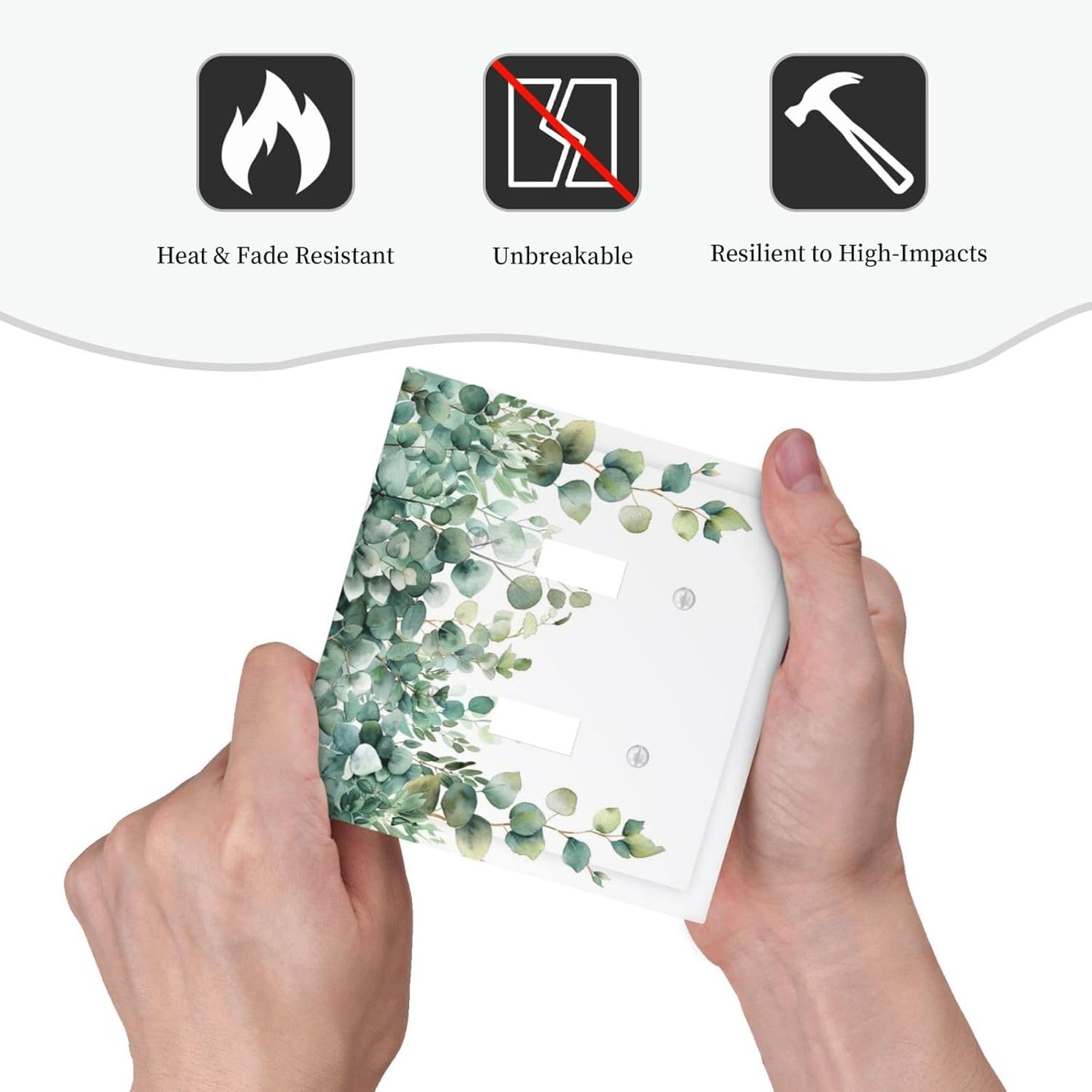 Decorative Switch Covers Plate Rustic Green Eucalyptus Leaves 2 Gang Wall Plate Unique Double Toggle Light Switch Plate Wall Cover Plate Faceplate for Country Bedroom Home Decor