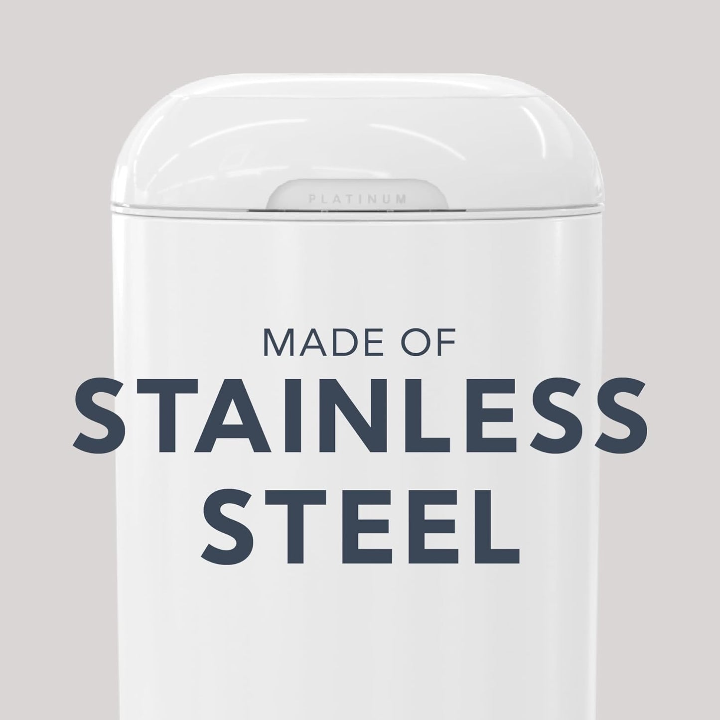 Diaper Genie Platinum Pail (Lilly White) is Made of Durable Stainless Steel and Includes 1 Easy Roll Refill with 18 Bags That can Last up to 5 Months.