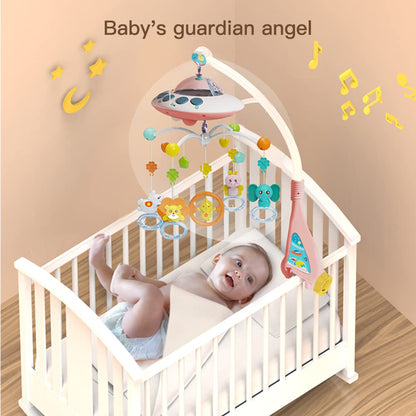 Eners Baby Crib Mobile with Music and Lights, Mobile for Crib with Remote Control, Rotation, Moon and Star Projection, Baby Crib Toys for Boys Girls (Pink)