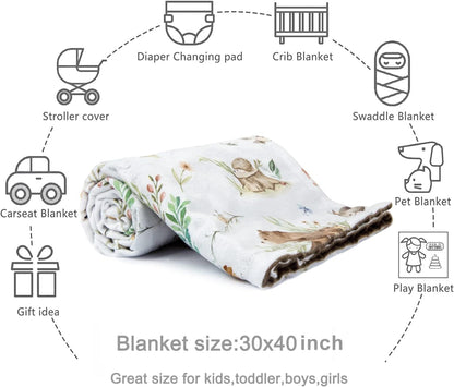 HOMRITAR Baby Blanket for Boys Girls Soft Plush Minky Blanket with Double Layer Dotted Backing for