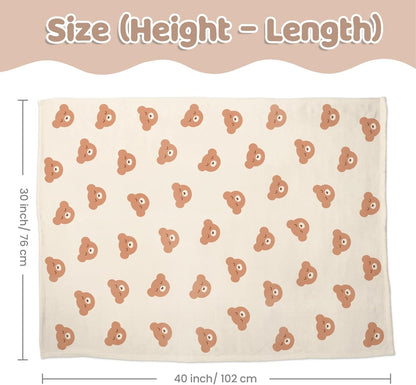 Bear Minky Baby Blanket 30 x 40 Inches for Boys Girls, Soft Plush Receiving Blanket with Dotted